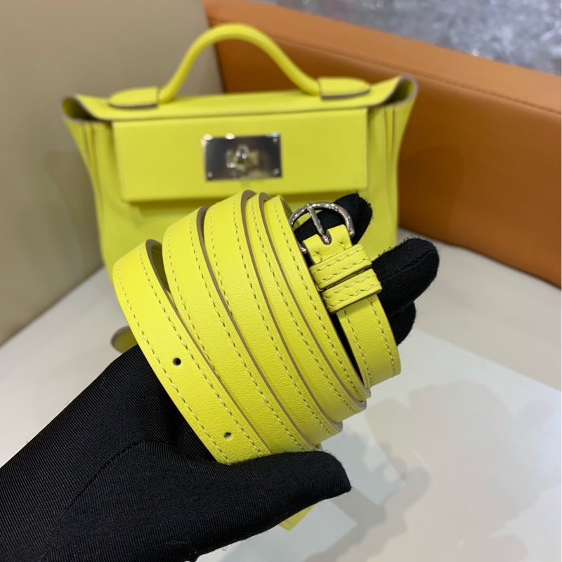 愛馬仕Hermes mini2424 檸檬黃銀扣 U刻  ec皮-8