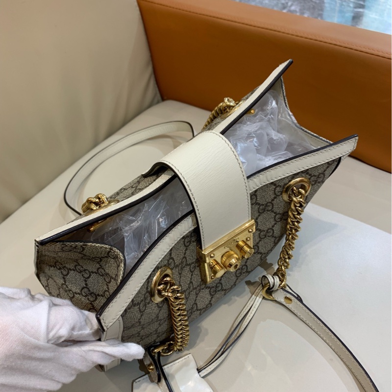 GUCCI/古馳 Padlock 肩背包 GG Supreme帆布 小號 26*18 烏木色-4