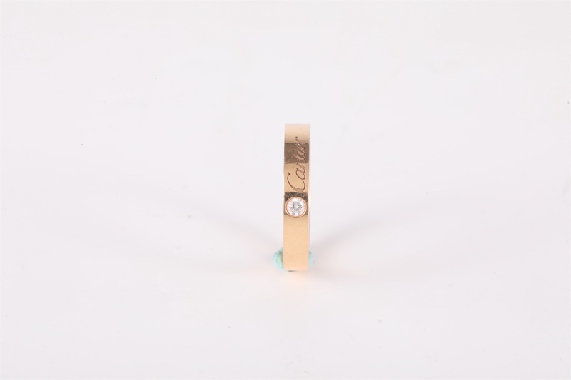 CARTIER(卡地亞)  18K玫瑰金 鑽石 玫瑰金 單鑽簽字戒指 18K-1