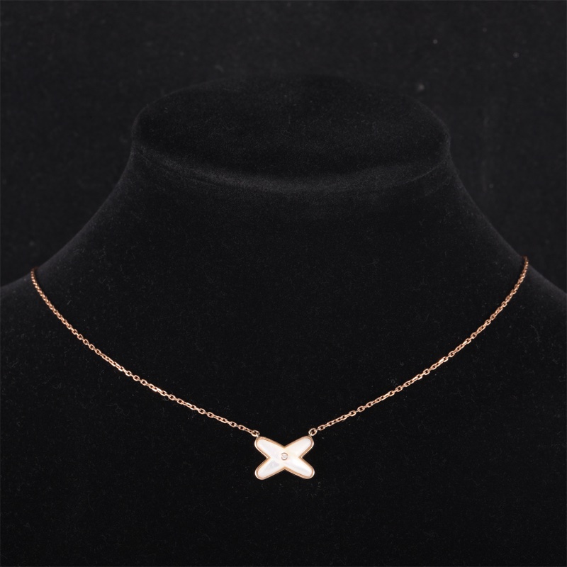 CHAUMET(尚美巴黎) Juxe De Liens 歡緣 小叉項鏈 珍珠母貝 單鑽 18K玫瑰金/鑽石 項鏈 玫瑰金 18K-0
