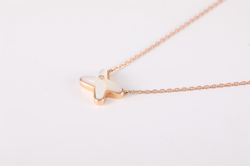 CHAUMET(尚美巴黎) Juxe De Liens 歡緣 小叉項鏈 珍珠母貝 單鑽 18K玫瑰金/鑽石 項鏈 玫瑰金 18K-1