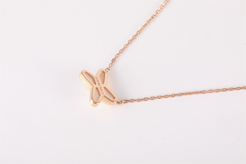 CHAUMET(尚美巴黎) Juxe De Liens 歡緣 小叉項鏈 珍珠母貝 單鑽 18K玫瑰金/鑽石 項鏈 玫瑰金 18K-2