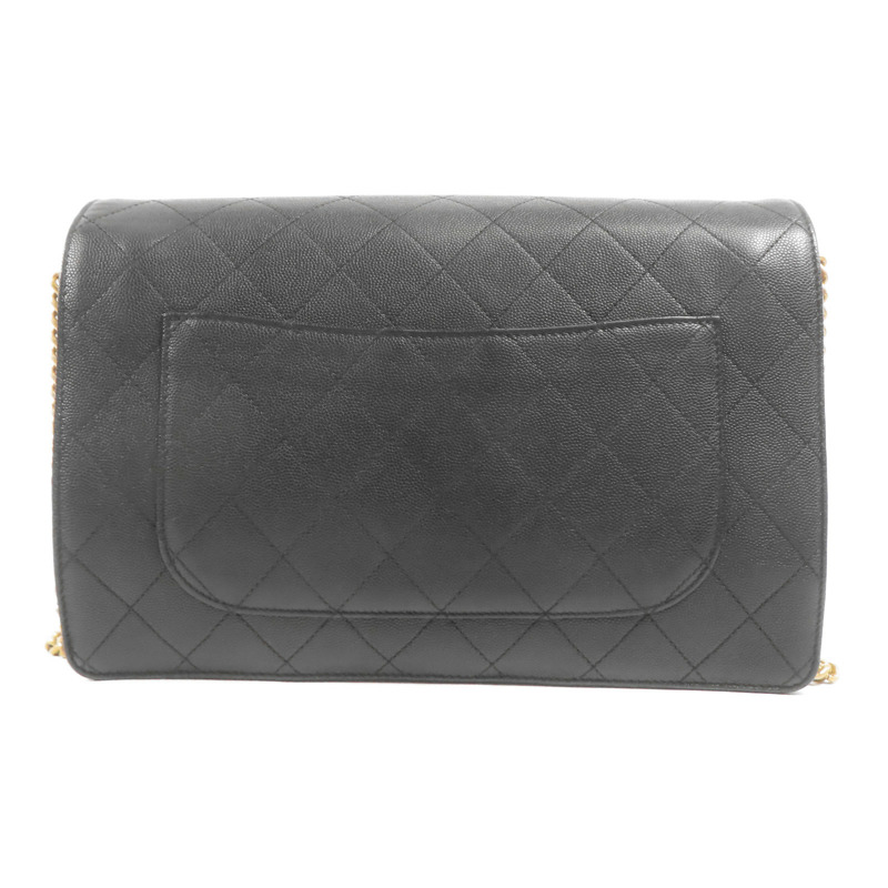 CHANEL 牛皮皮革Chain Shoulder金扣肩背袋-1