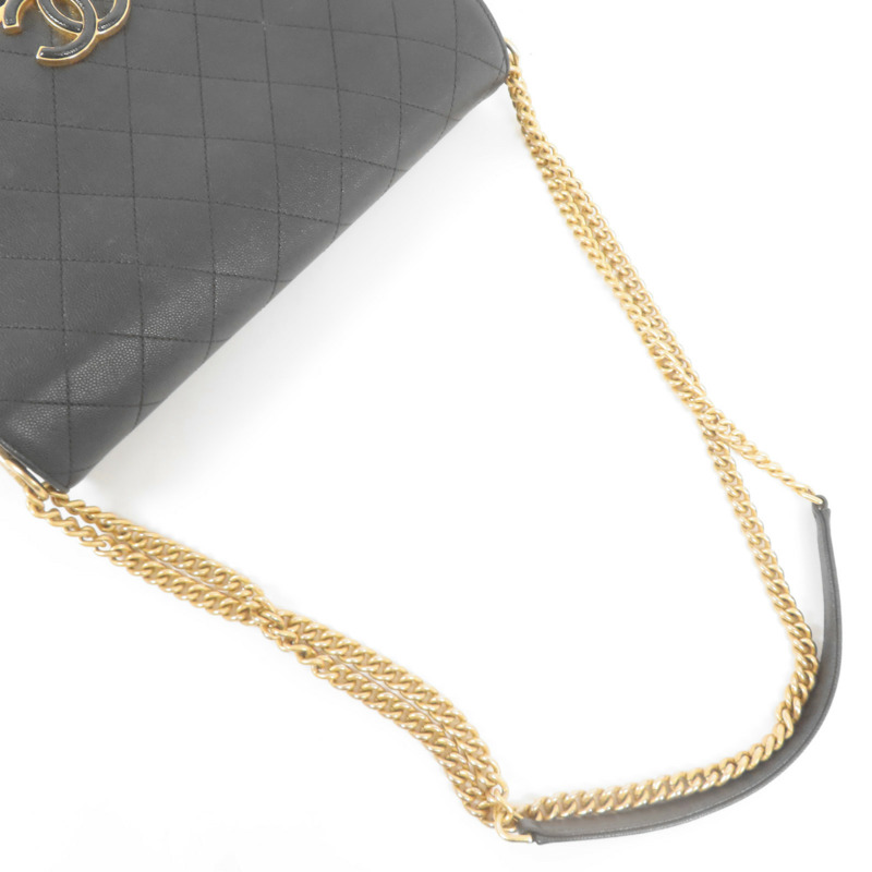 CHANEL 牛皮皮革Chain Shoulder金扣肩背袋-7