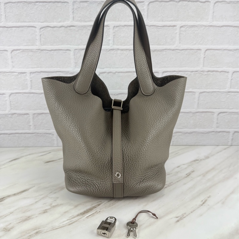 愛馬仕 Hermès Picotin 22 菜籃子 8F錫器灰銀釦-5