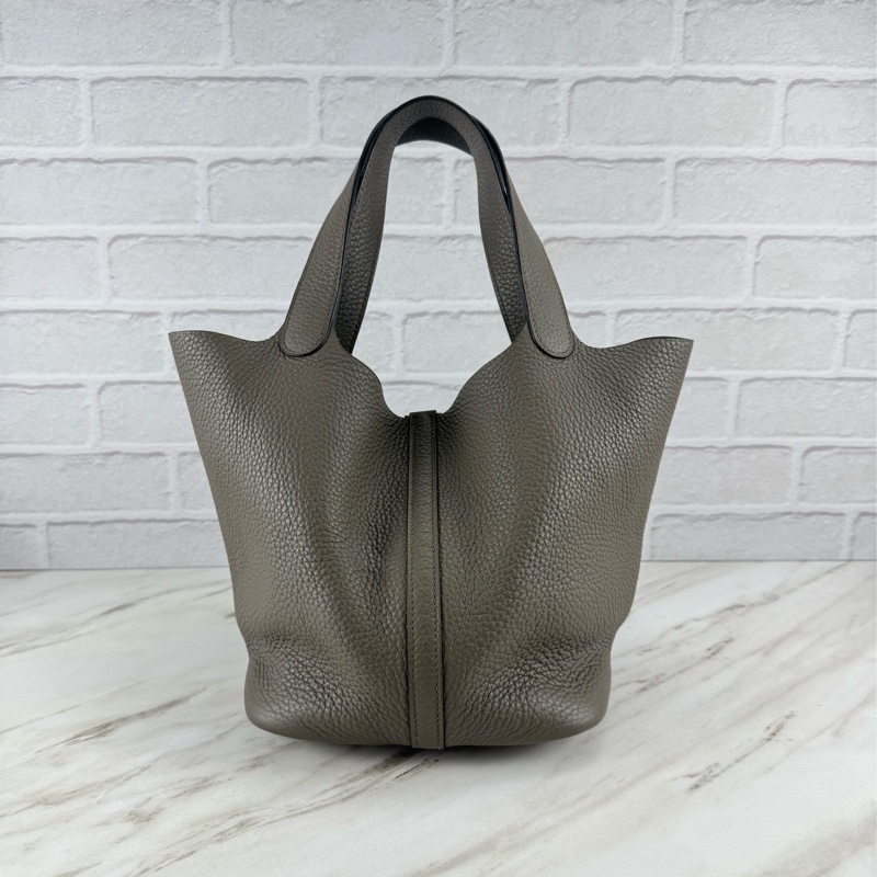 愛馬仕 Hermès Picotin 22 菜籃子 8F錫器灰銀釦-6