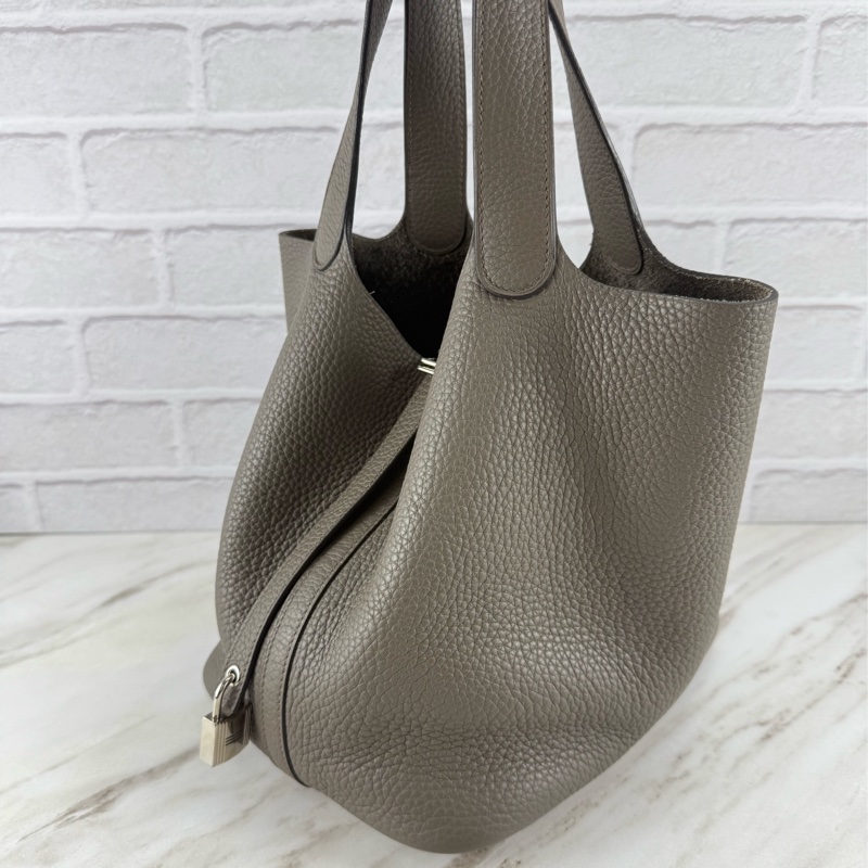 愛馬仕 Hermès Picotin 22 菜籃子 8F錫器灰銀釦-14