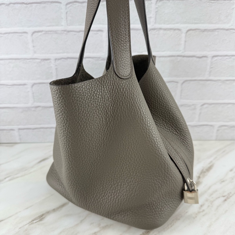 愛馬仕 Hermès Picotin 22 菜籃子 8F錫器灰銀釦-15