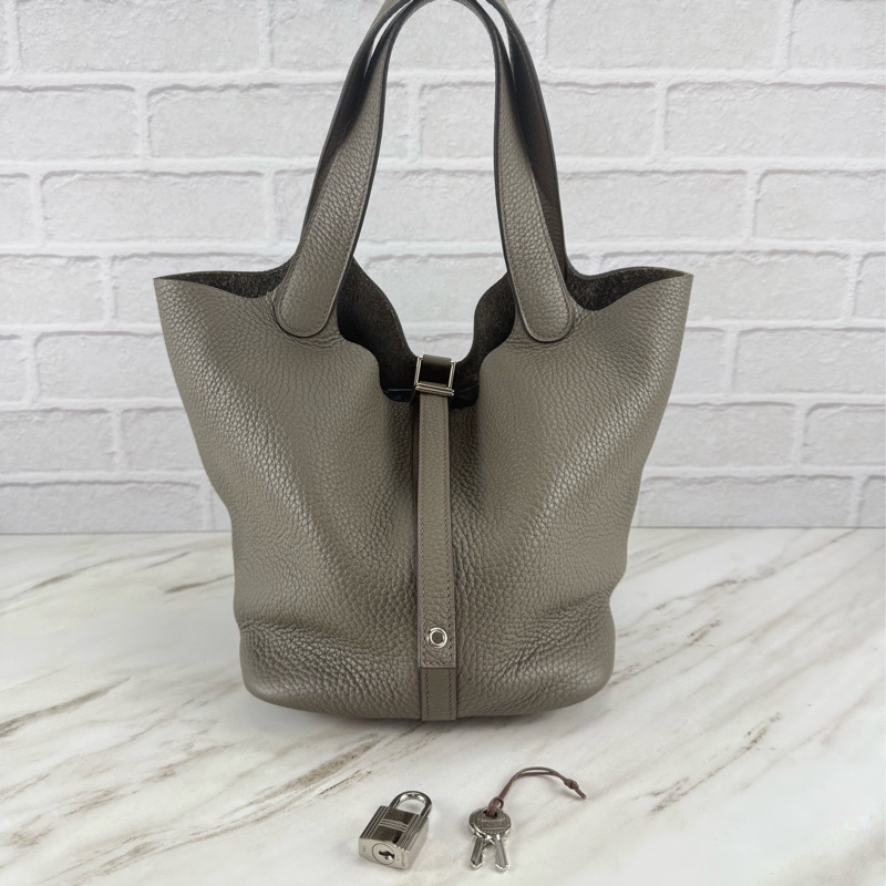 愛馬仕 Hermès Picotin 22 菜籃子 8F錫器灰銀釦-17