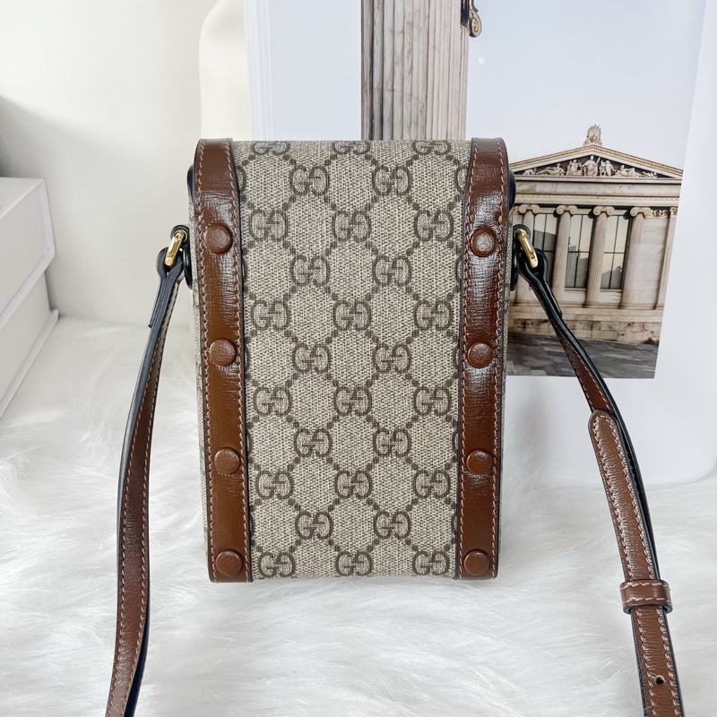 古馳/Gucci Horsebit 1955系列 烏木色GG Supreme帆布 斜背包-1
