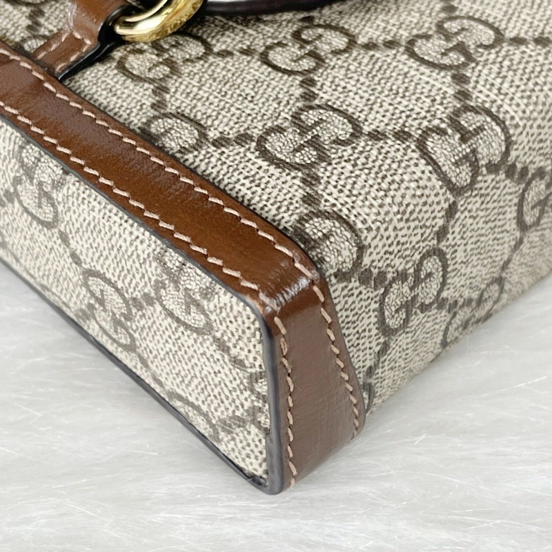 古馳/Gucci Horsebit 1955系列 烏木色GG Supreme帆布 斜背包-7