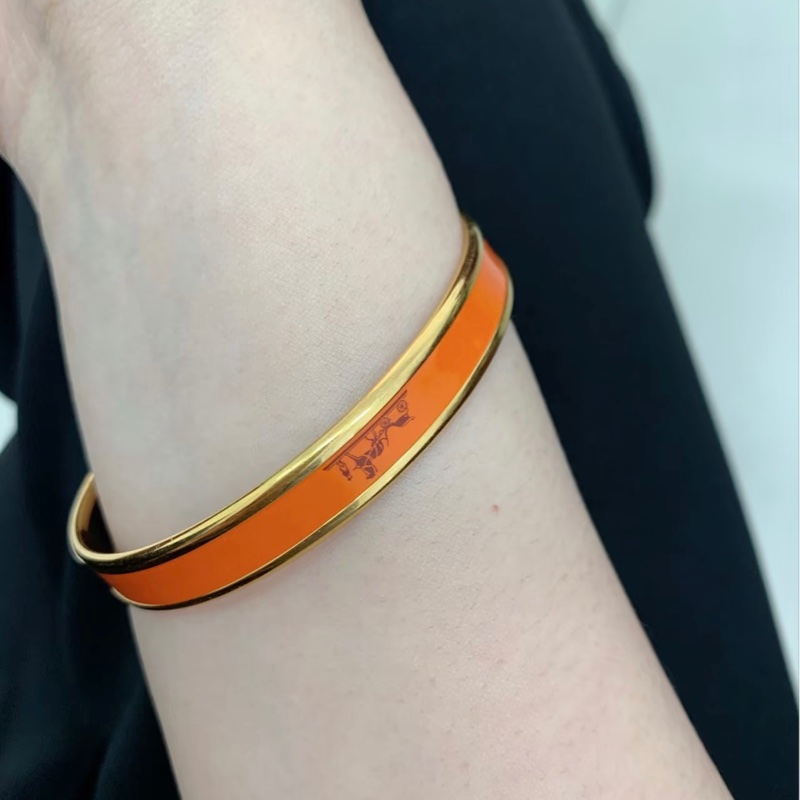HERMES 手鐲琺瑯面經典手鐲 經典橙色 尺寸約19cm ~-5