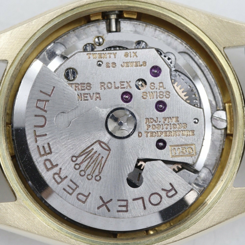 勞力士蠔式恆動腕錶,1130 型機芯,6619 型,黃金材質,壓花皮革,1966 年,自動上鍊,模擬顯示,海軍藍錶盤,女士腕錶-3