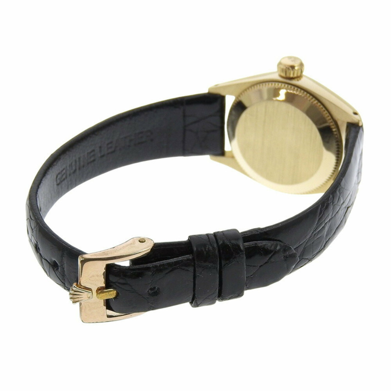 勞力士蠔式恆動腕錶,1130 型機芯,6619 型,黃金材質,壓花皮革,1966 年,自動上鍊,模擬顯示,海軍藍錶盤,女士腕錶-5