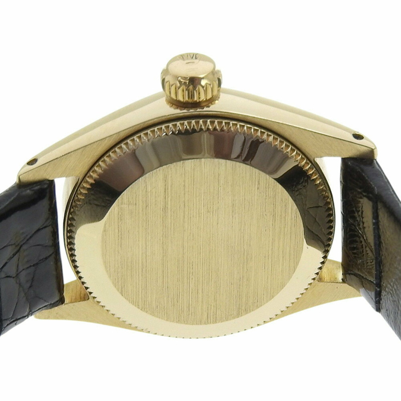 勞力士蠔式恆動腕錶,1130 型機芯,6619 型,黃金材質,壓花皮革,1966 年,自動上鍊,模擬顯示,海軍藍錶盤,女士腕錶-7