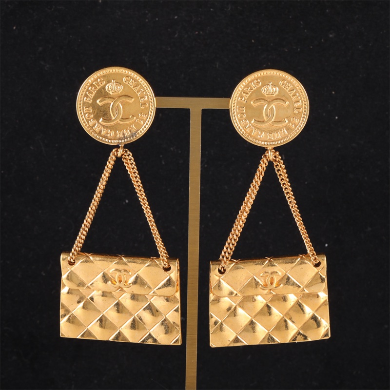 CHANEL(香奈兒) 合金 中古 CF包包吊墜 耳夾-0