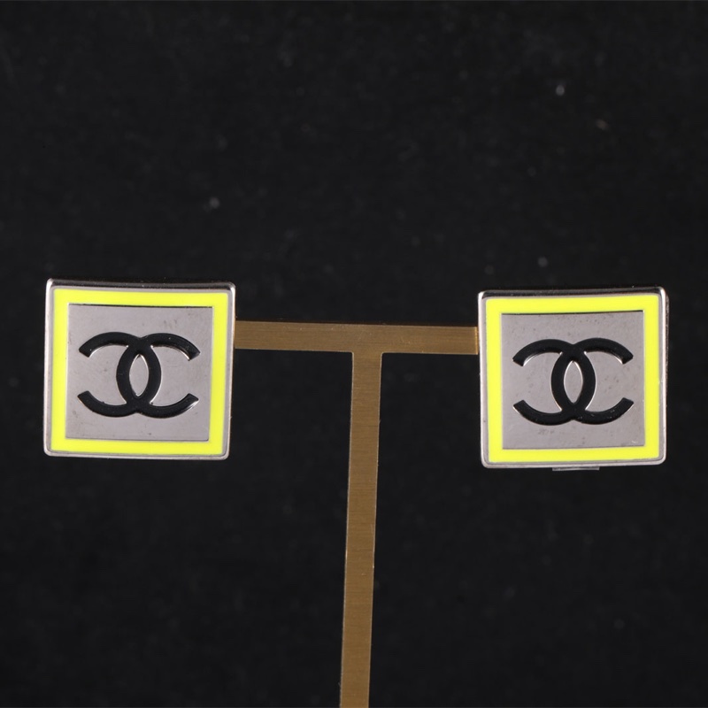 CHANEL(香奈兒)  合金 21B 方塊雙C 耳釘-0
