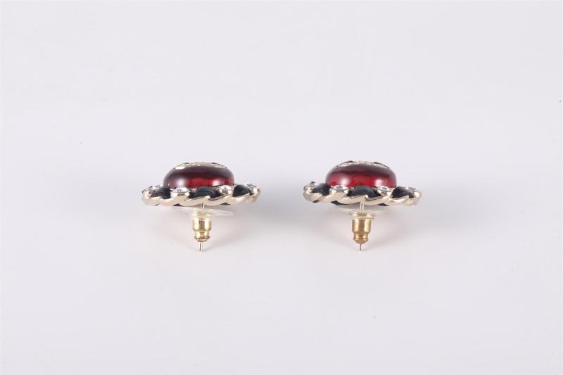 CHANEL(香奈兒)  合金 21A 皮穿雙C 紐扣耳釘-2