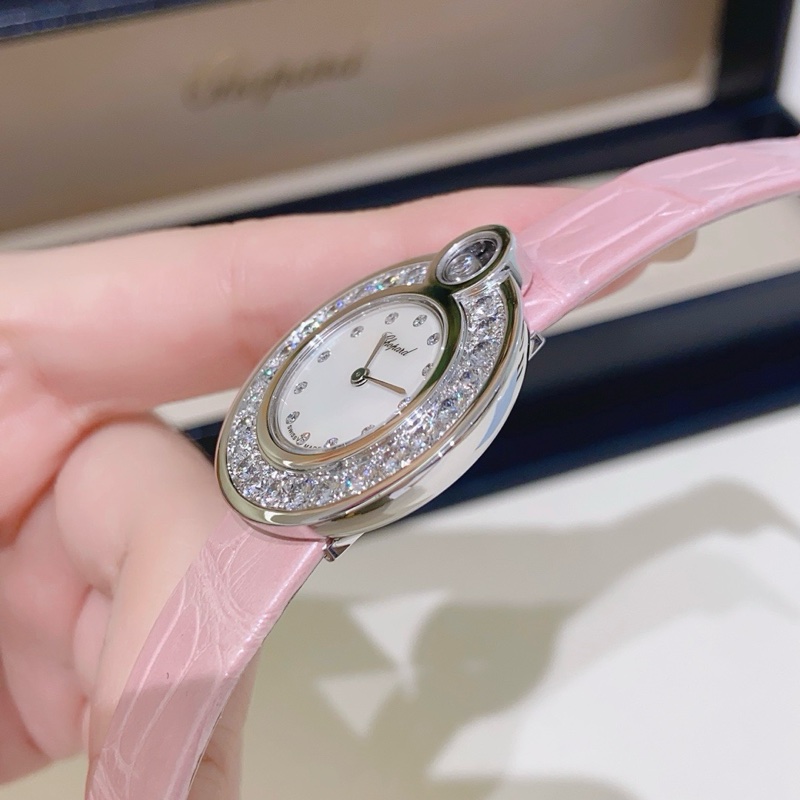 蕭邦快樂鑽石18k白金原鑲鑽石石英女表-2
