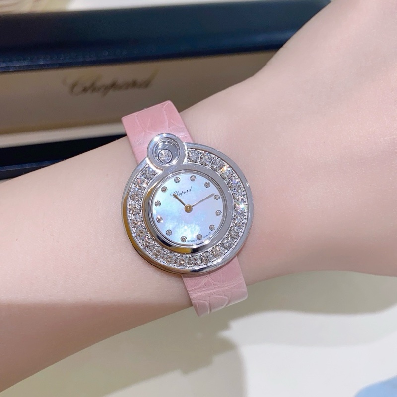 蕭邦快樂鑽石18k白金原鑲鑽石石英女表-4