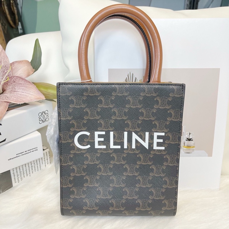Celine 凱旋門琴譜托特包mini棕色老花 斜背包-0