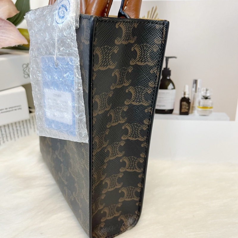 Celine 凱旋門琴譜托特包mini棕色老花 斜背包-3