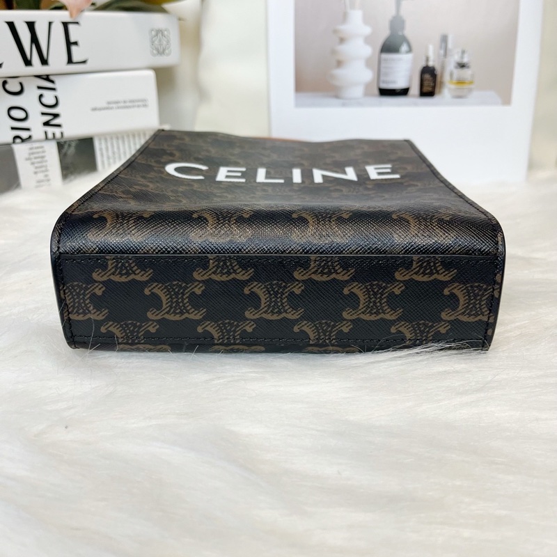 Celine 凱旋門琴譜托特包mini棕色老花 斜背包-4
