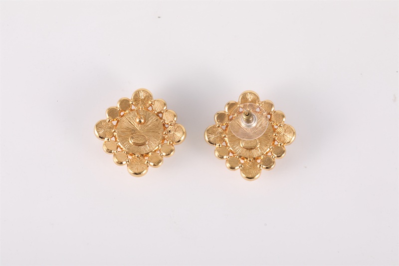 CHANEL(香奈兒)  合金 22A 雙C logo 珍珠水鑽 耳環耳釘-3