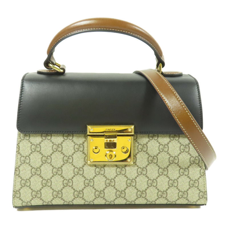 GUCCI 塗層帆布Padlock GG Small金扣手挽肩背兩用袋-0