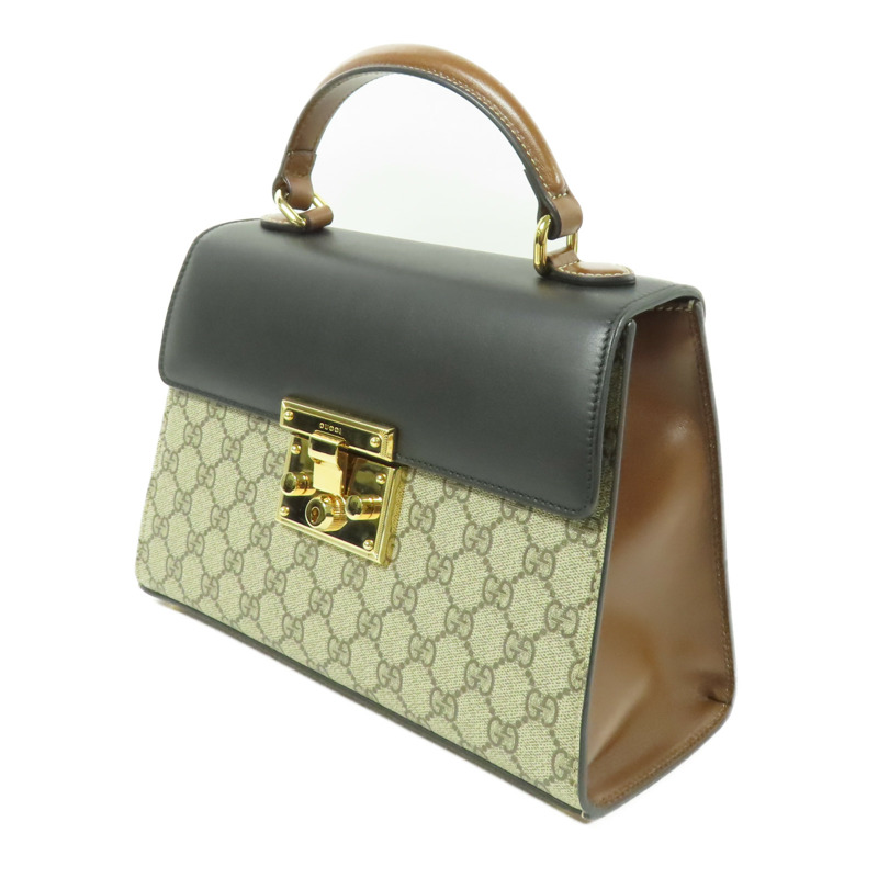 GUCCI 塗層帆布Padlock GG Small金扣手挽肩背兩用袋-1