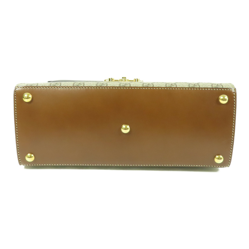 GUCCI 塗層帆布Padlock GG Small金扣手挽肩背兩用袋-3