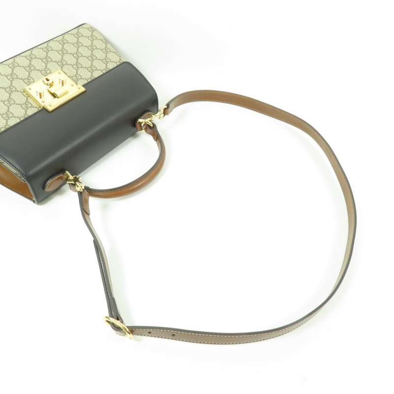 GUCCI 塗層帆布Padlock GG Small金扣手挽肩背兩用袋-9