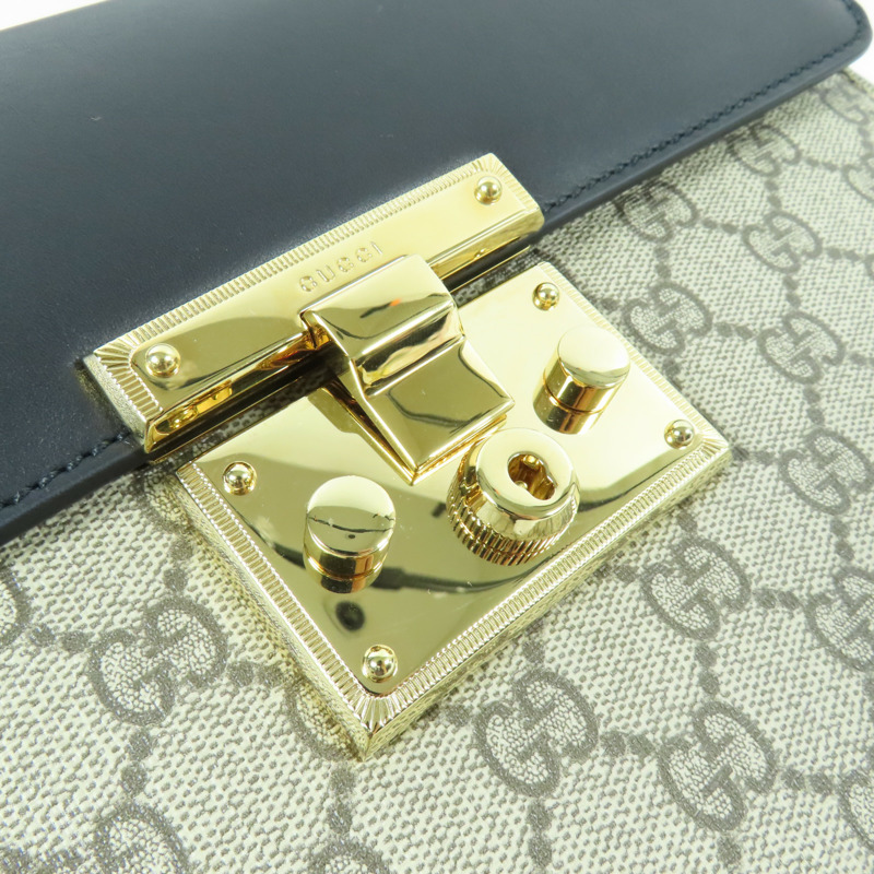 GUCCI 塗層帆布Padlock GG Small金扣手挽肩背兩用袋-10