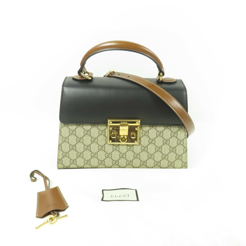 GUCCI 塗層帆布Padlock GG Small金扣手挽肩背兩用袋-13