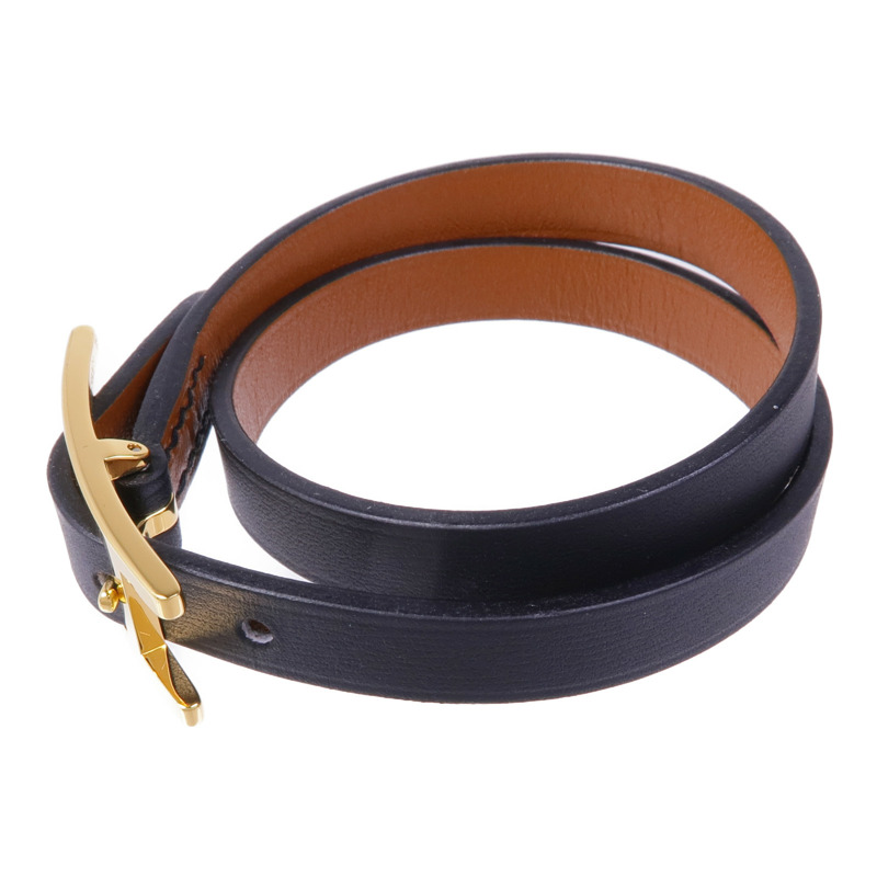 HERMES Swift皮革Behapi Double Tour金扣手帶Noir-1