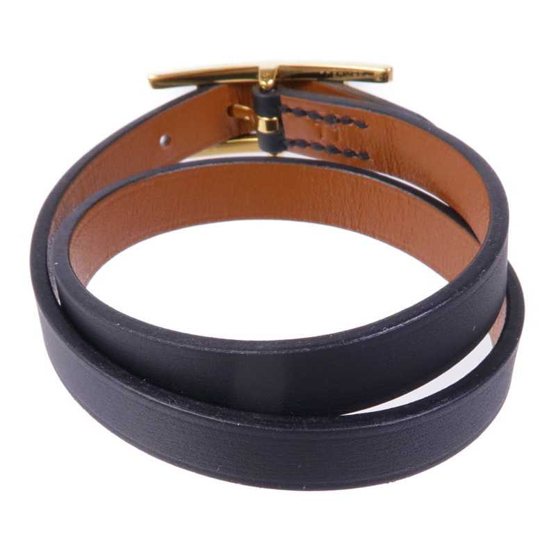 HERMES Swift皮革Behapi Double Tour金扣手帶Noir-2