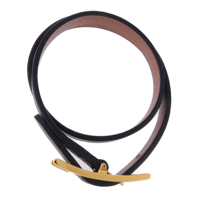 HERMES Swift皮革Behapi Double Tour金扣手帶Noir-3