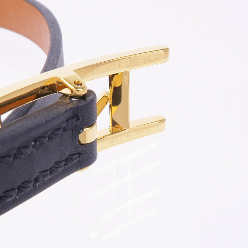 HERMES Swift皮革Behapi Double Tour金扣手帶Noir-6