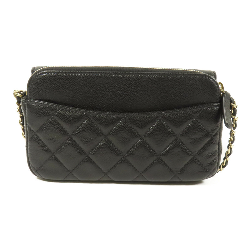 CHANEL 牛皮皮革Chain Shoulder金扣鏈帶肩背袋-2