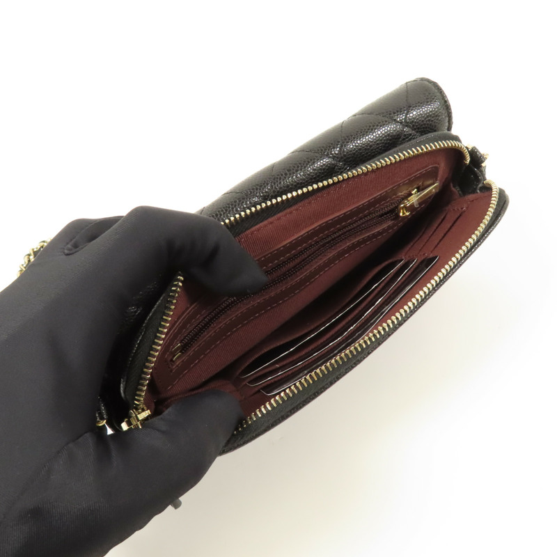 CHANEL 牛皮皮革Chain Shoulder金扣鏈帶肩背袋-10