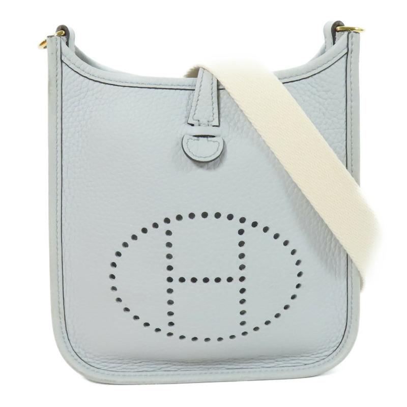 HERMES Clemence皮革Evelyne TPM金扣肩背袋Bleu Pale-0