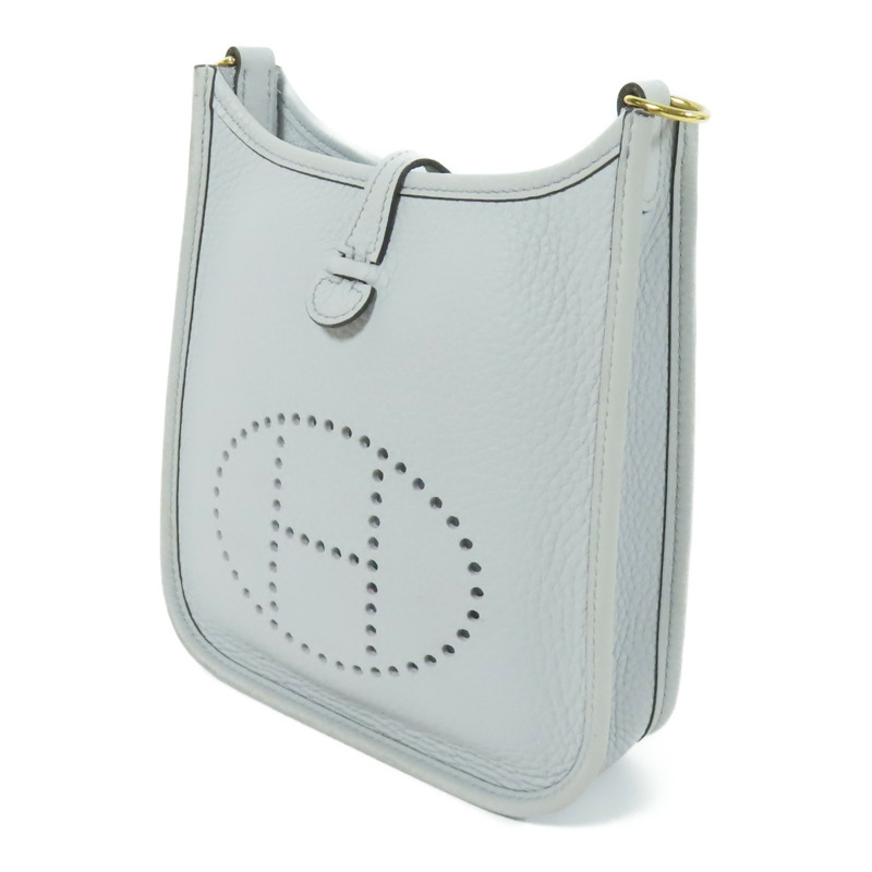 HERMES Clemence皮革Evelyne TPM金扣肩背袋Bleu Pale-1
