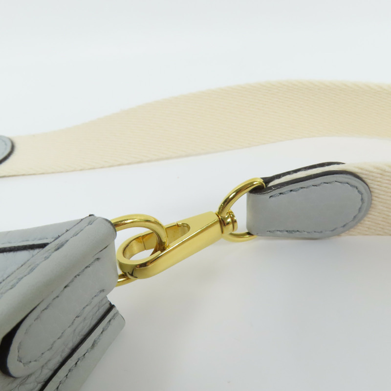 HERMES Clemence皮革Evelyne TPM金扣肩背袋Bleu Pale-10
