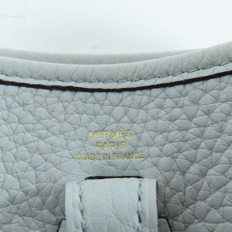 HERMES Clemence皮革Evelyne TPM金扣肩背袋Bleu Pale-14