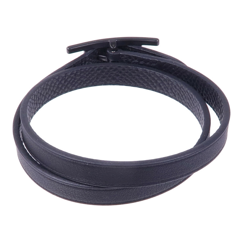 HERMES Swift/Epsom皮革Behapi Double Tour Bracelet手帶Noir-2