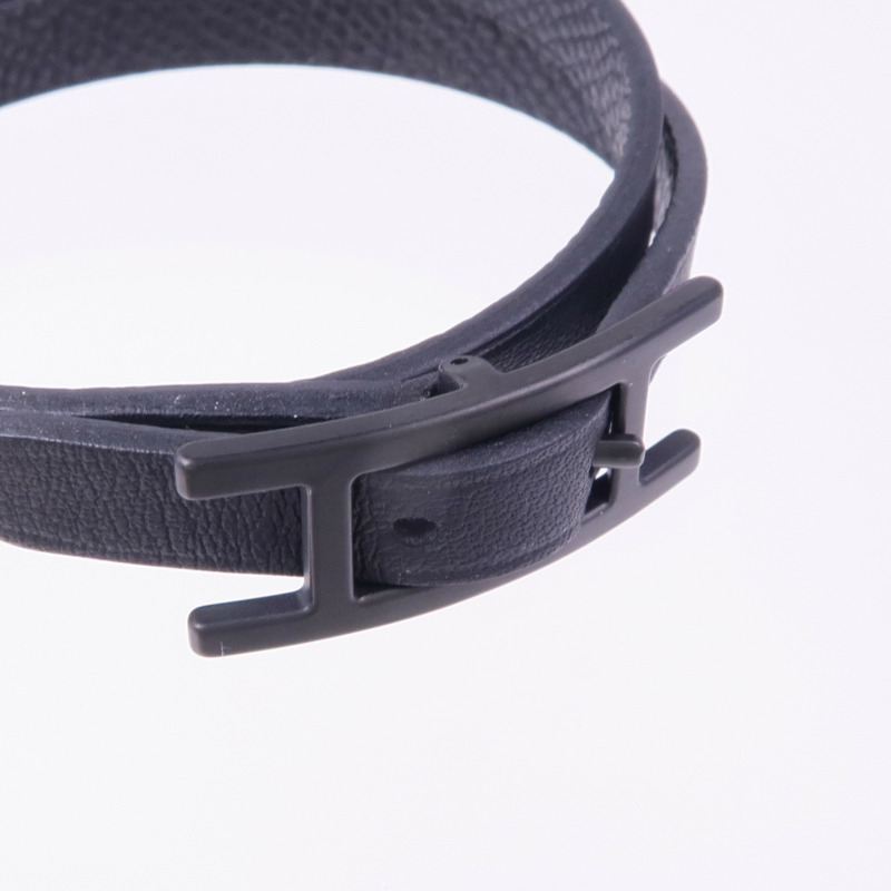 HERMES Swift/Epsom皮革Behapi Double Tour Bracelet手帶Noir-4
