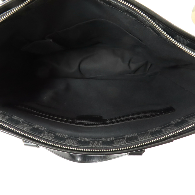 LOUIS VUITTON Damier Graphite Tadao MM銀扣手挽肩背兩用袋-8