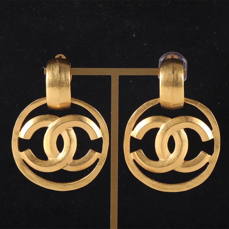 CHANEL(香奈兒)  合金 中古 圓環大雙C 耳夾-0