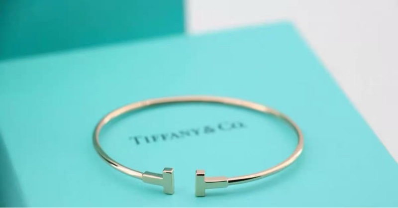 TIFFANY T系列雙T線圈手鐲 14cm 98新配件盒子-0