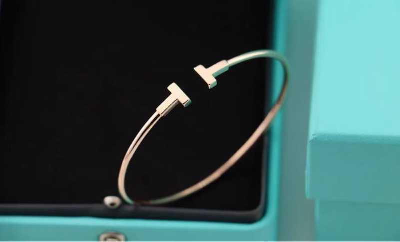 TIFFANY T系列雙T線圈手鐲 14cm 98新配件盒子-2